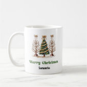 Modern Leopard Christmas Trees Personalized Mug Kaffeetasse (Links)