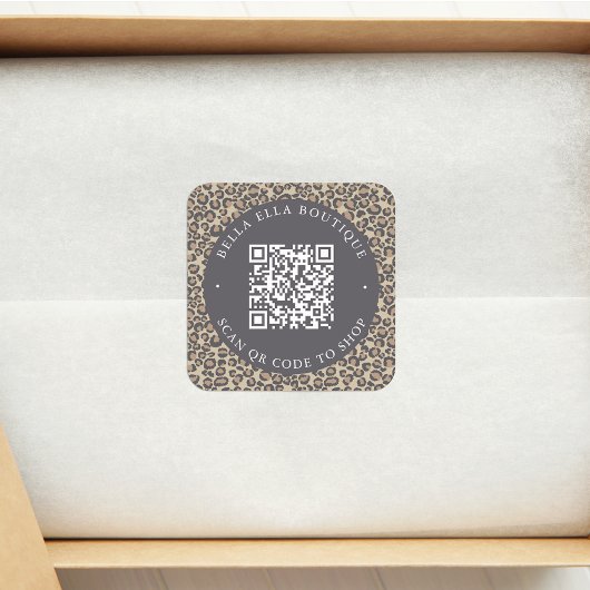 Modern Leopard Custom QR Code Shop Aufkleber