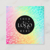 Modern Leopard Glitter Professional Logo Square Quadratische Visitenkarte (Vorderseite)