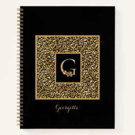 Modern Leopard Gold Personal Monogram Letter G Notizblock