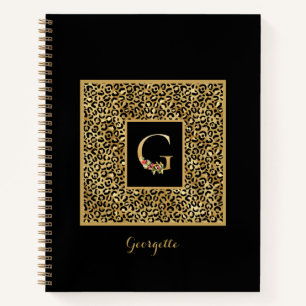 Modern Leopard Gold Personal Monogram Letter G Notizblock