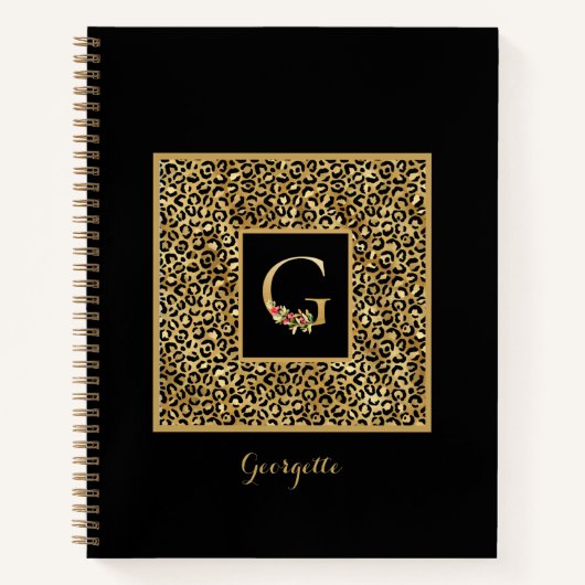Modern Leopard Gold Personal Monogram Letter G Notizblock (Vorderseite)