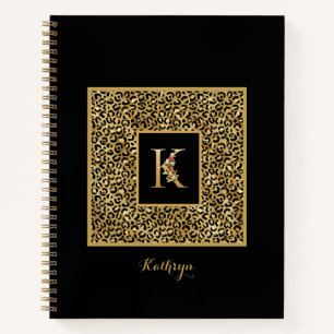 Modern Leopard Gold Personal Monogram Letter K Notizblock
