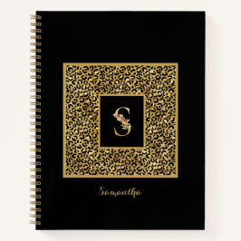 Modern Leopard Gold Personal Monogram Letter S Notizblock