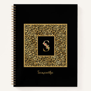 Modern Leopard Gold Personal Monogram Letter S Notizblock