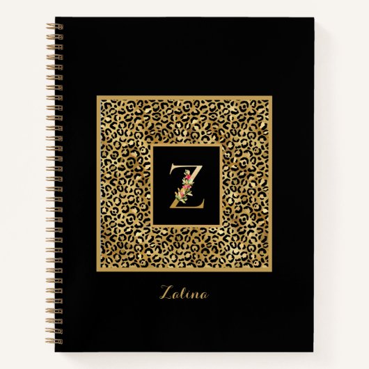 Modern Leopard Gold Personal Monogram Letter Z Notizblock (Vorderseite)