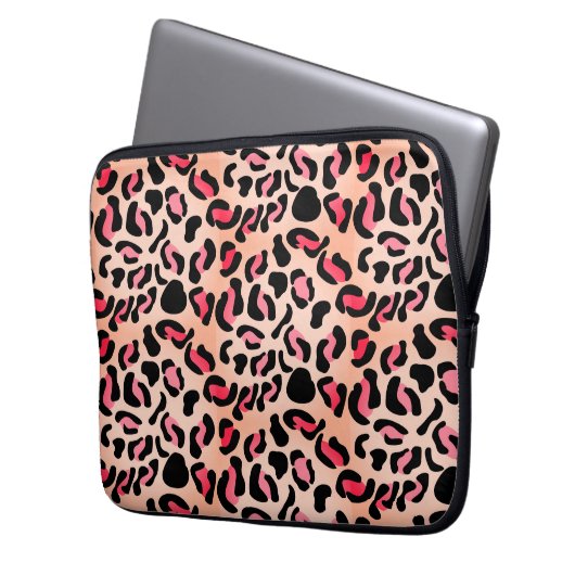 Modern Leopard Pattern Animal Print Laptopschutzhülle (Vorderseite Links)