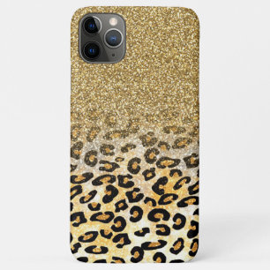 Modern Leopard Pattern Gold Glitzer Ombre Case-Mate iPhone Hülle