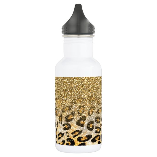 Modern Leopard Pattern Gold Glitzer Ombre Edelstahlflasche (Links)