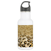 Modern Leopard Pattern Gold Glitzer Ombre Edelstahlflasche (Vorderseite)