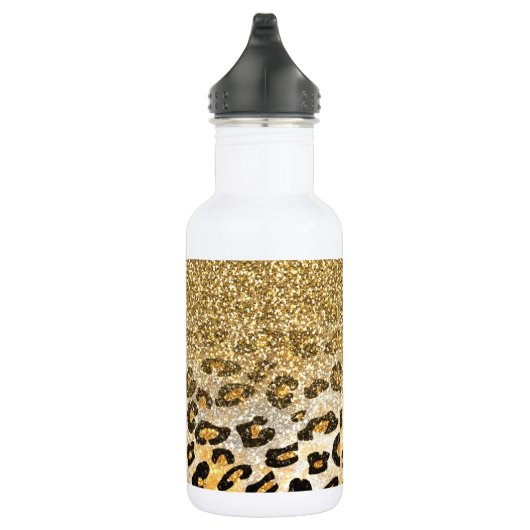 Modern Leopard Pattern Gold Glitzer Ombre Edelstahlflasche (Rechts)