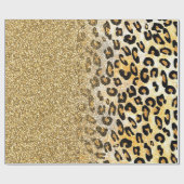Modern Leopard Pattern Gold Glitzer Ombre Geschenkpapier (Flach)