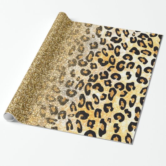 Modern Leopard Pattern Gold Glitzer Ombre Geschenkpapier (Ungerollt)
