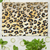 Modern Leopard Pattern Gold Glitzer Ombre Handtuch (Gefaltet)