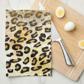 Modern Leopard Pattern Gold Glitzer Ombre Handtuch (Viertel Falte)