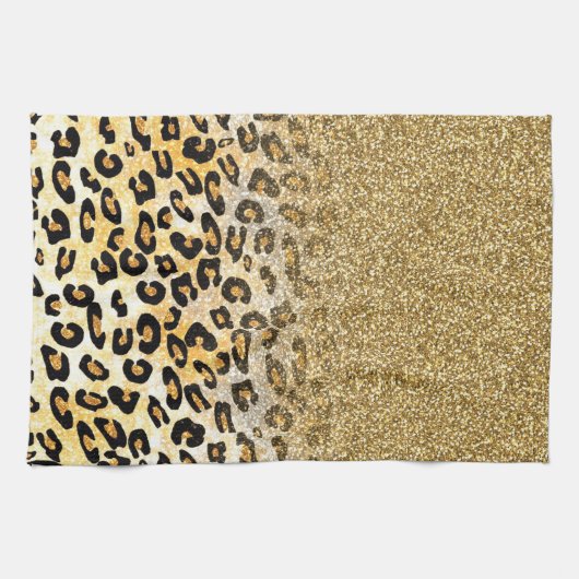 Modern Leopard Pattern Gold Glitzer Ombre Handtuch (Horizontal)