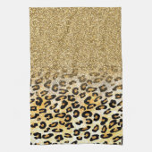 Modern Leopard Pattern Gold Glitzer Ombre Handtuch (Vertikal)