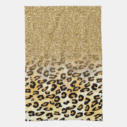 Modern Leopard Pattern Gold Glitzer Ombre Handtuch (Vertikal)