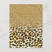 Modern Leopard Pattern Gold Glitzer Ombre Postkarte (Vorderseite)