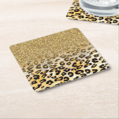 Modern Leopard Pattern Gold Glitzer Ombre Rechteckiger Pappuntersetzer (angewinkelt)