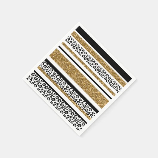 Modern Leopard Pattern Gold Glitzer Ombre Serviette (Ecke)