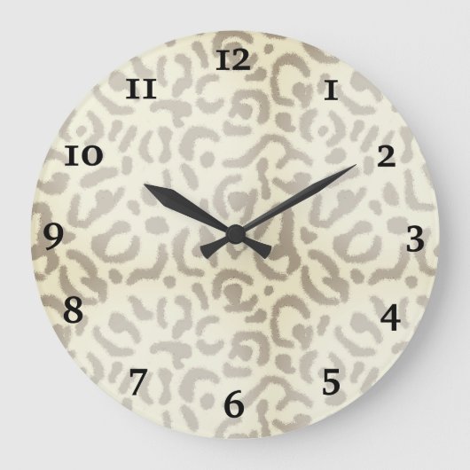 Modern Leopard Print Chic Khaki Brown Cheetah Große Wanduhr (Vorderseite)