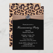 Modern Leopard Print Diamond Housewarming Party Einladung (Vorne/Hinten)