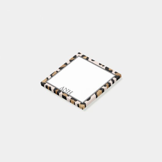 Modern Leopard Print doppelter Grenze drei Ursprün Post-it Klebezettel (angewinkelt)