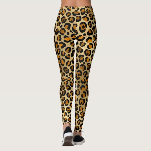 Modern Leopard Print Gold Leggings (Rückseite)