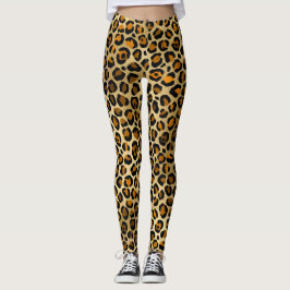 Modern Leopard Print Gold Leggings