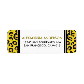 Modern Leopard Print Return Address Label (gelb)