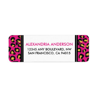 Modern Leopard Print Return Address Label (pink)