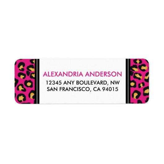 Modern Leopard Print Return Address Label (pink) (Vorne)