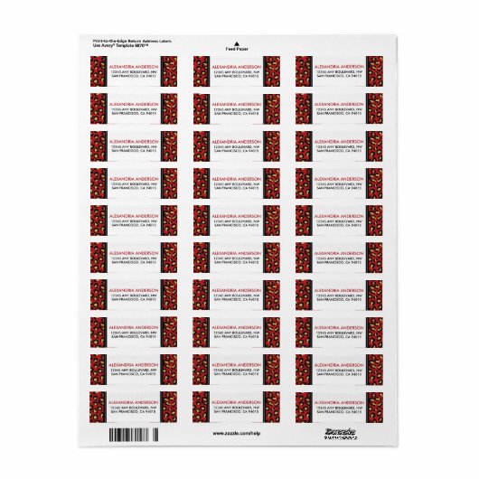Modern Leopard Print Return Address Label (rot) (Vorne)