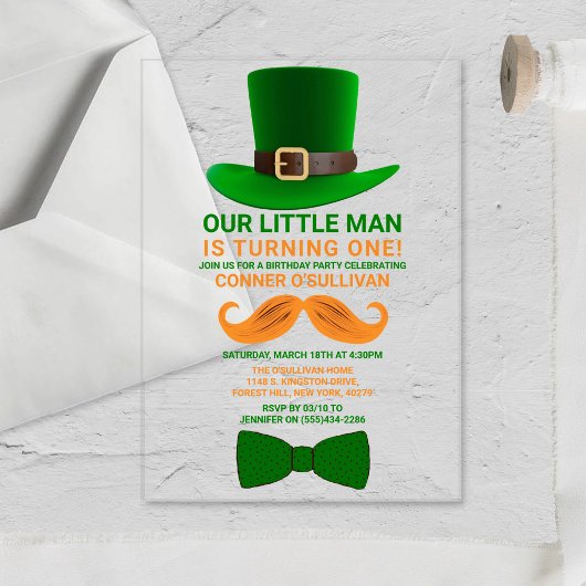 Modern Leprechaun St. Patrick's any Age Birthday Acryleinladungen