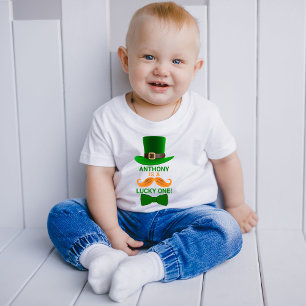 Modern Leprechaun St. Patrick's any Age Birthday Baby T-shirt