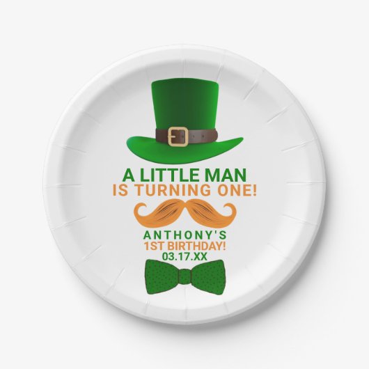 Modern Leprechaun St. Patrick's any Age Birthday Pappteller (Vorderseite)