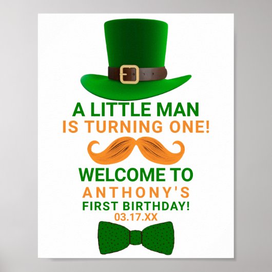 Modern Leprechaun St. Patrick's any Age Birthday Poster (Vorne)