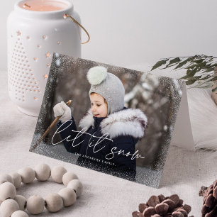 Modern Let it Snow Script Foto Feiertagskarte