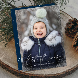 Modern Let It Snow Script Foto Feiertagskarte