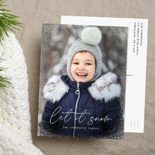 Modern Let it Snow Script Foto Feiertagspostkarte