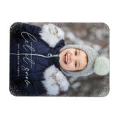 Modern Let it Snow Script Foto Magnet (Horizontal)