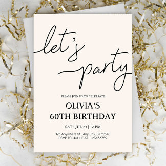 Modern Let’s Party 60th Birthday Einladung