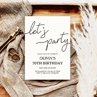 Modern Let’s Party 70th Birthday Einladung