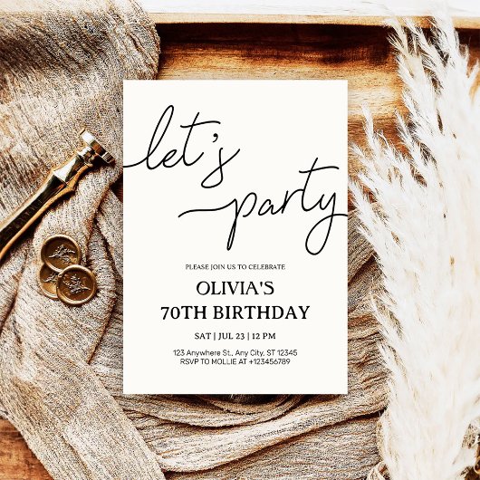 Modern Let’s Party 70th Birthday Einladung
