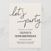 Modern Let’s Party 70th Birthday Einladung (Vorderseite)