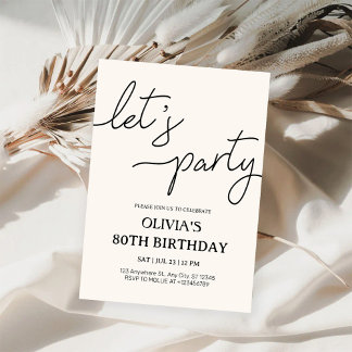 Modern Let’s Party 80th Birthday Einladung