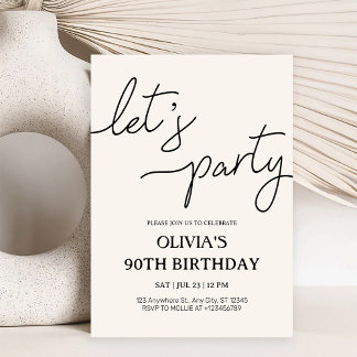 Modern Let’s Party 90th Birthday Einladung