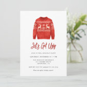 Modern Lets Get Ugly Christmas Ugly Sweater Party Einladung (Stehend Vorderseite)