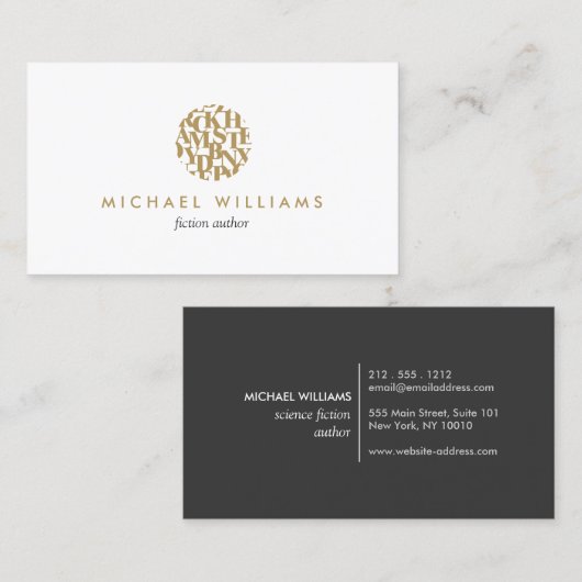 Modern Letterform Logo I für Autoren und Schriftst Visitenkarte (Vorne/Hinten)